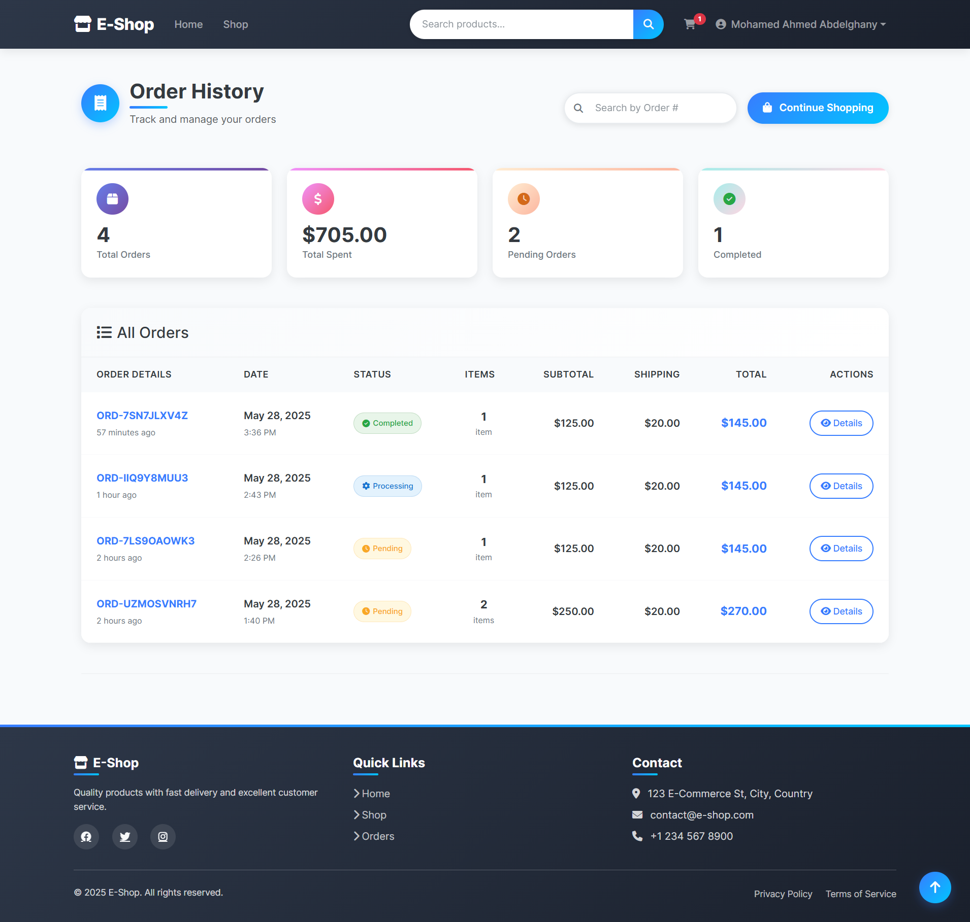 Order History
